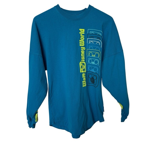 Disney Parks Walt Disney World Spirit Jersey Blue Neon Green Unisex XS Casual - Picture 2 of 8